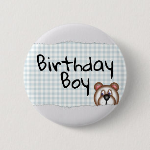 Badge Rond 5 Cm Teddy Bear Peekaboo garçon d'anniversaire