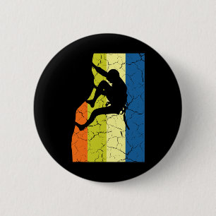 Badge Rond 5 Cm Tee-shirt de grimpeur de montagnes rétro d'escalad
