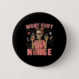 Badge Rond 5 Cm Tee-shirt Halloween de nuit squelette d'infirmière