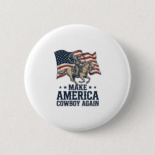 Badge Rond 5 Cm Tee-shirt occidental patriotique Rétablir l'Amériq
