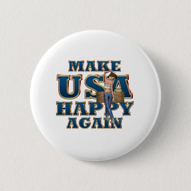 Badge Rond 5 Cm TEE USA Happy Buttons (Devant)