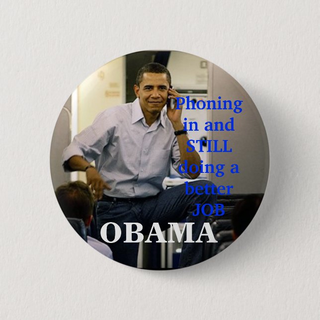Badge Rond 5 Cm téléphone d'obama, OBAMA, (Devant)