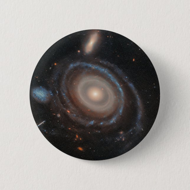 Badge Rond 5 Cm Télescope spatial Hubble Bullseye Galaxy (Devant)