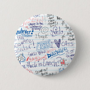 Badge Rond 5 Cm Tellement beaucoup griffonnages d'école