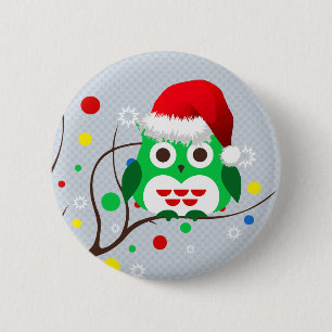 Badge Rond 5 Cm Tendance de hibou de Noël