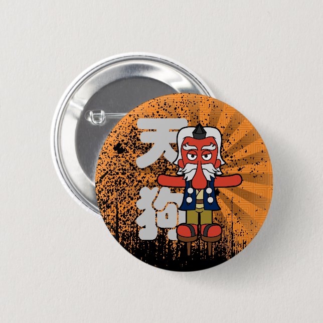 Badge Rond 5 Cm Tengu Yokai japonais (Devant & derrière)