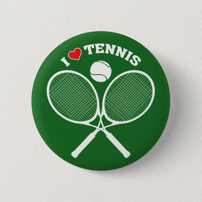 Badge Rond 5 Cm Tennis, I Love Tennis (Devant)
