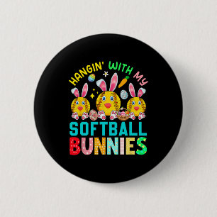 Badge Rond 5 Cm Tenue de jour de Pâques avec mes lapins Softll