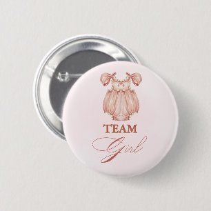 Badge Rond 5 Cm Tenue Vintage Rose pour Bébé Fille Team Baby Showe