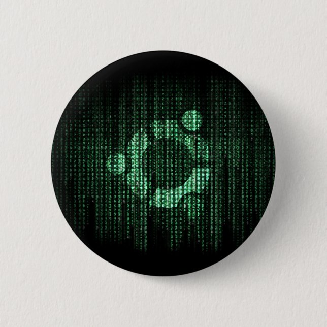 Badge Rond 5 Cm Terminal vert de Linux (Devant)