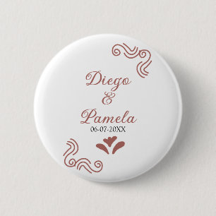 Badge Rond 5 Cm Terracotta noir rustique espagnol mariage couple f