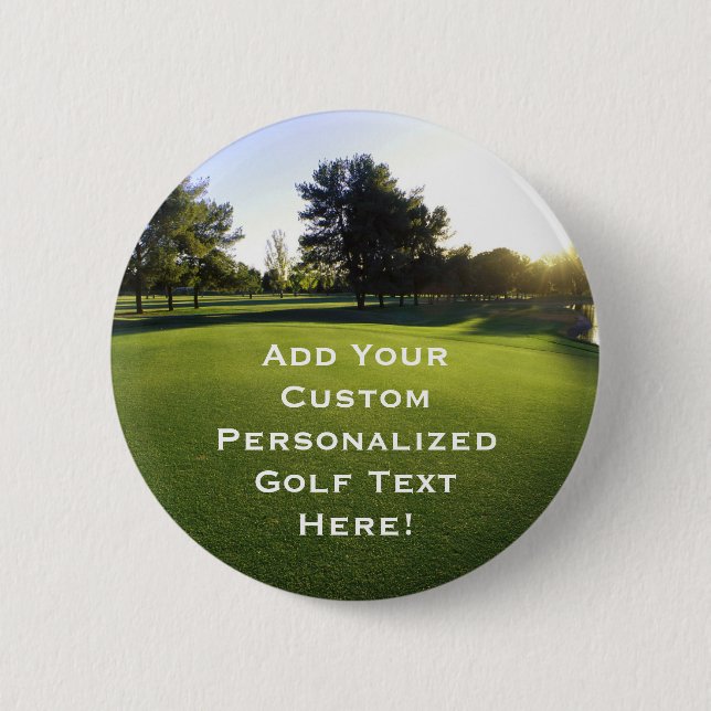 Badge Rond 5 Cm Terrain de golf vert à l'aube (Devant)