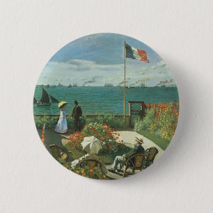 Badge Rond 5 Cm Terrasse en bord de mer à Claude Monet