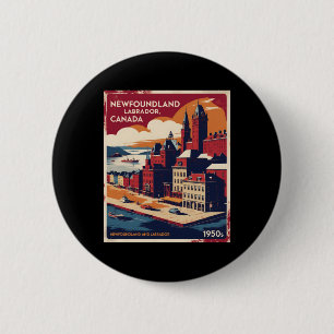 Badge Rond 5 Cm Terre-Neuve-Et-Labrador Canada Années 1950 Tra Vin