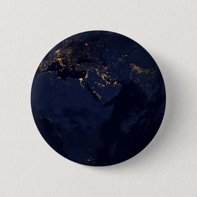 Badge Rond 5 Cm Terre Pleine Avec Lumières De Ville (Devant)