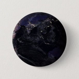 Badge Rond 5 Cm Terre Pleine Montrant Les Lumières De La Ville D'A