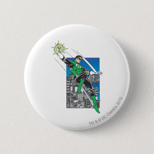Badge Rond 5 Cm Terres vertes de lanterne dans la ville