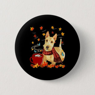 Badge Rond 5 Cm Terrier écossais roux - Automne - Chocolat - Chaud