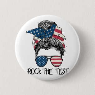 Badge Rond 5 Cm Test Messy Bun Enseignant Jour Test Jour Te