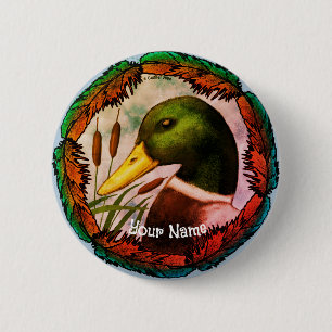 Badge Rond 5 Cm Tête de canard colvert 