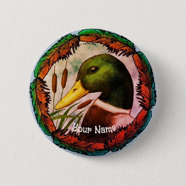 Badge Rond 5 Cm Tête de canard Mallard (Devant)