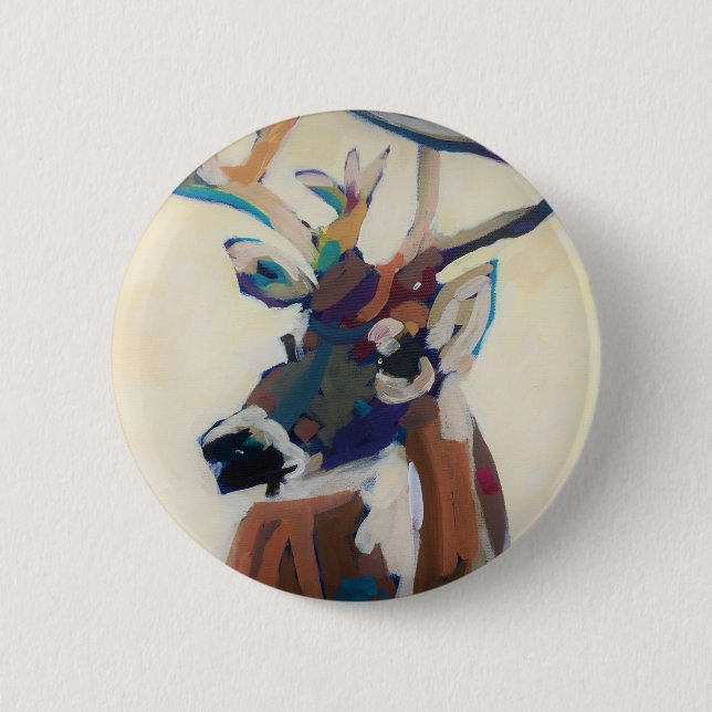 Badge Rond 5 Cm Tête de cerfs communs (Devant)
