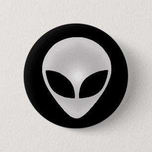 Badge Rond 5 Cm Tête de gris Alien