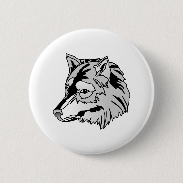 Badge Rond 5 Cm Tête de loup (Devant)