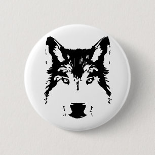Badge Rond 5 Cm Tête de loup