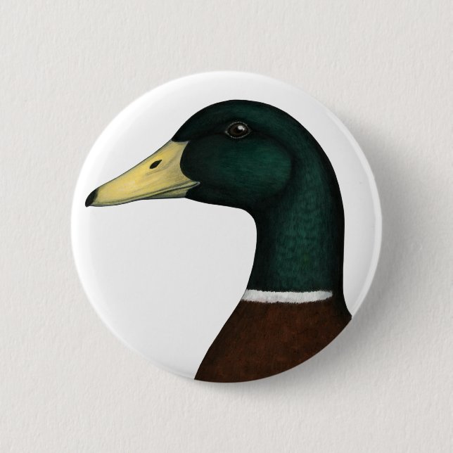 Badge Rond 5 Cm Tête de Mallard Drake (Devant)