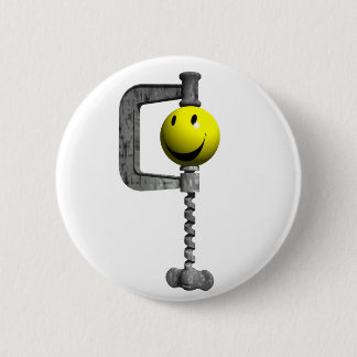 Badge Rond 5 Cm tête jaune attrapée dans un vice