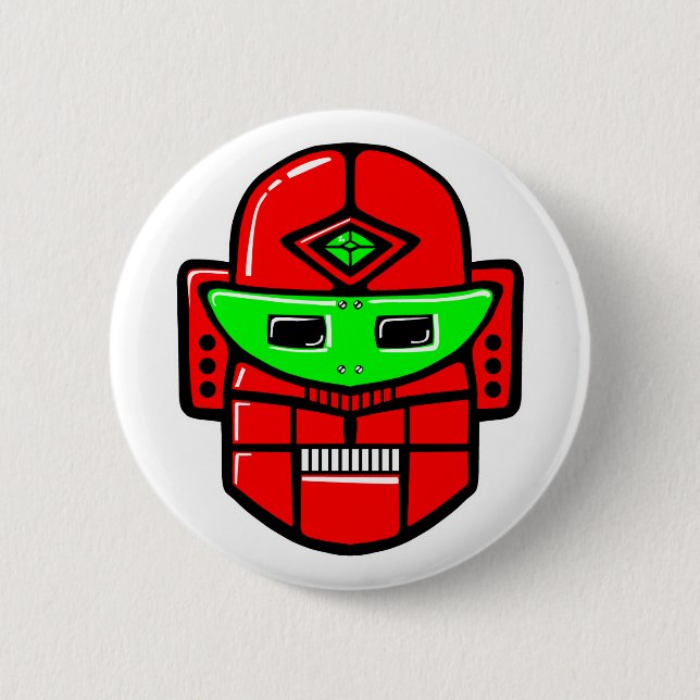 Badge Rond 5 Cm Tête Robot Rétro (Devant)