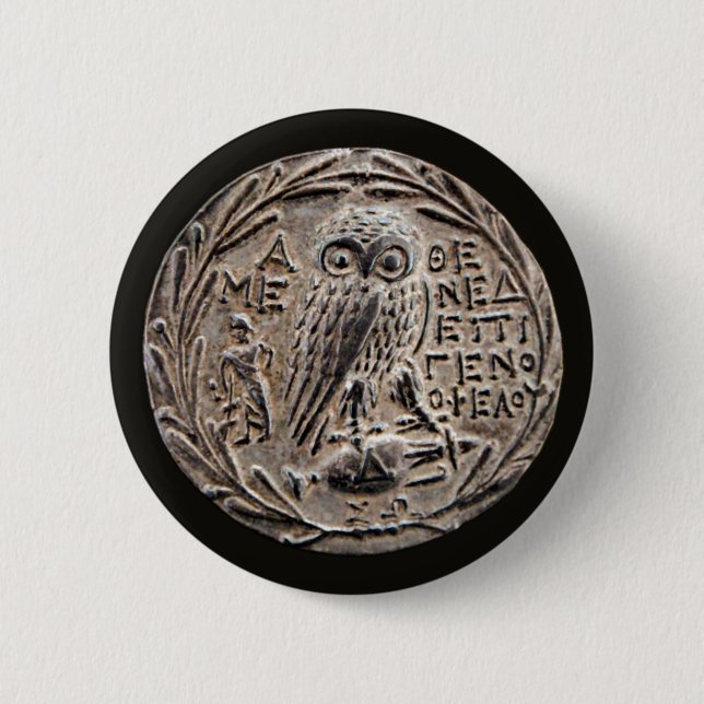 Badge Rond 5 Cm Tetradrachm en argent d'Athènes (Devant)