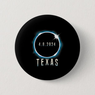 Badge Rond 5 Cm Texas Total Solar Eclipse 2024 Bleu Avril 8 Hommes