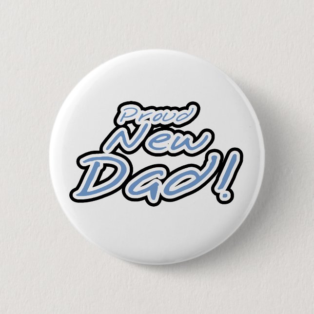 Badge Rond 5 Cm Texte bleu/noir Fière Nouveau père (Devant)