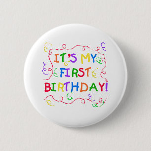 Badge Rond 5 Cm Texte coloré c'est mon premier anniversaire