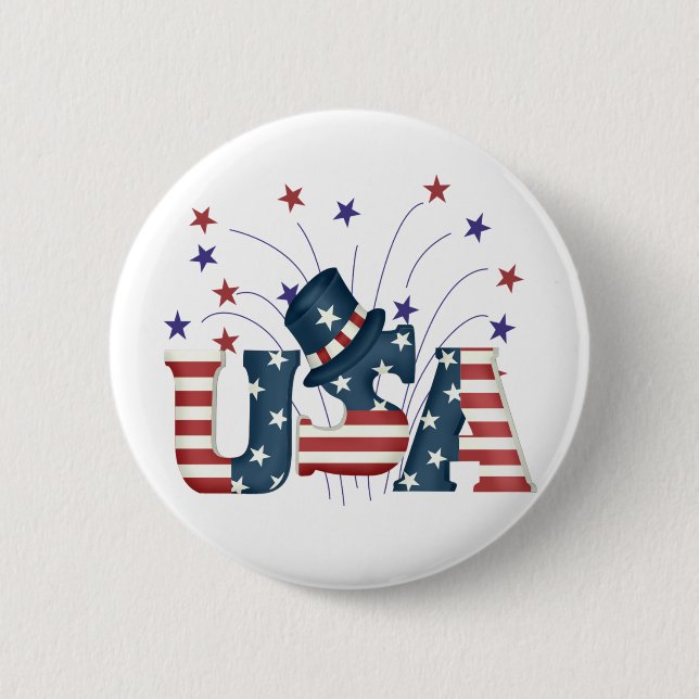 Badge Rond 5 Cm Texte de drapeau des Etats-Unis (Devant)