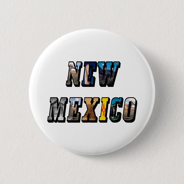 Badge Rond 5 Cm Texte de l'image du Nouveau-Mexique (Devant)