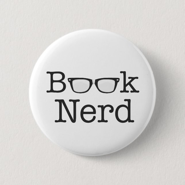 Badge Rond 5 Cm Texte drôle nerd de lunettes de livre (Devant)