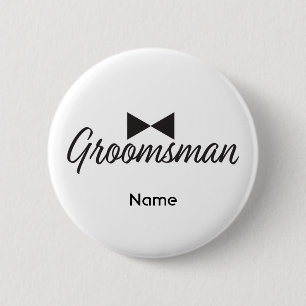 Badge Rond 5 Cm Texte du Groomsman et cravate de Bow