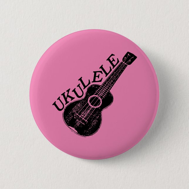 Badge Rond 5 Cm Texte Et Image Ukulele (Devant)