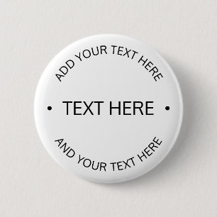 Badge Rond 5 Cm Texte modifiable simple et moderne Blanc et noir