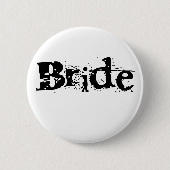 Badge Rond 5 Cm Texte noir de jeune mariée (Devant)
