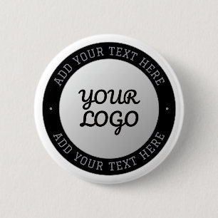 Badge Rond 5 Cm Texte personnalisable & Votre logo Dégradé gris