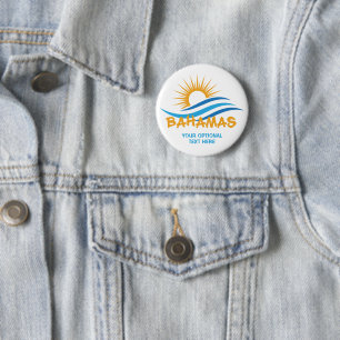 Badge Rond 5 Cm Texte personnalisé Bahamas
