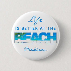 Badge Rond 5 Cm Texte personnalisé BEACH