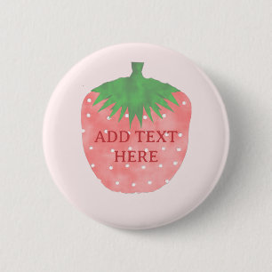 Badge Rond 5 Cm Texte personnalisé de dessin de fraises