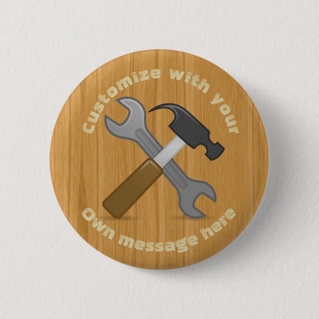 Badge Rond 5 Cm Texte personnalisé de l'icône Outils croisés (Devant)