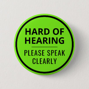 Badge Rond 5 Cm Texte vert néon minimaliste malentendant