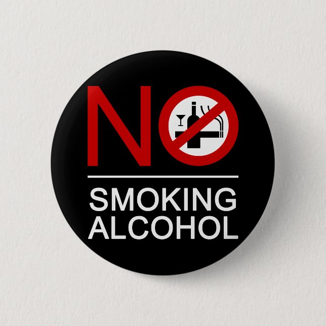 Badge Rond 5 Cm ⚠ thaïlandais de signe de ⚠ non-fumeurs d'alcool (Devant)